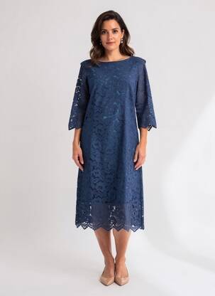 Robe mi-longue manches 3/4 manches 3/4 bleu MOLLY BRACKEN femme