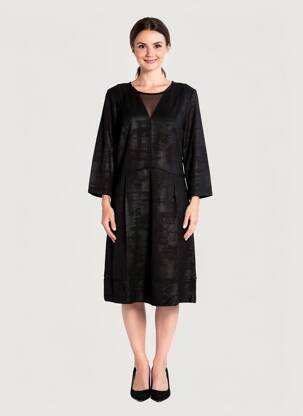 Robe mi-longue manches 3/4 manches 3/4 noir EVA KAYAN femme