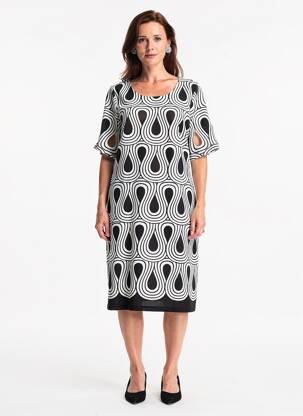 Robe mi-longue tissage crêpe manches courtes noir FRANCE RIVOIRE femme