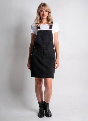 Robe mi-longue coupe cintrée fines bretelles noir NAGEV femme