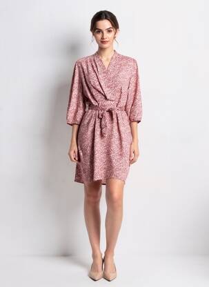 Robe courte manches 3/4 manches 3/4 rouge GRACE & MILA femme