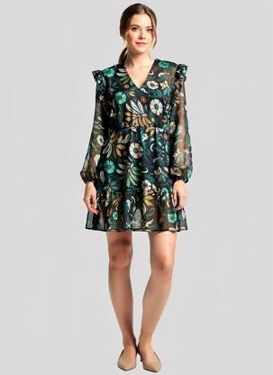Robe courte manches longues manches longues noir ARTIGLI femme