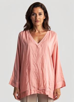 Tunique manches longues tissage crêpe rose YAYA femme