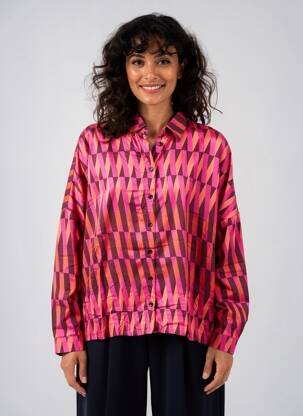 Chemisier coupe cintrée manches longues rose KANOPE femme