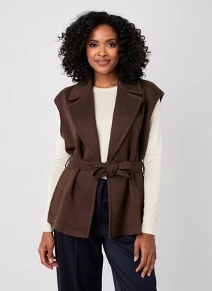Gilet sans manche poches marron YAYA femme