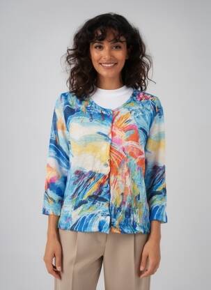 Gilet manches longues manches 3/4 bleu MALOKA femme