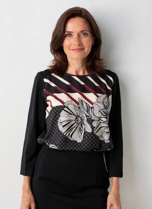 Blouse imprimé fleurs manches 3/4 noir TELMAIL femme