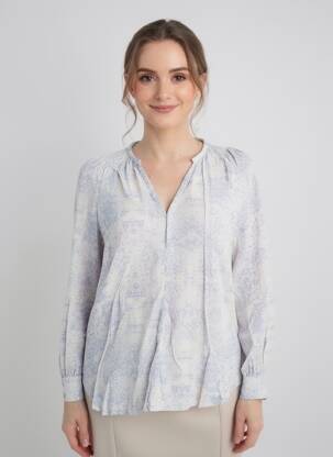 Blouse imprimé fantaisie manches longues bleu YAYA femme