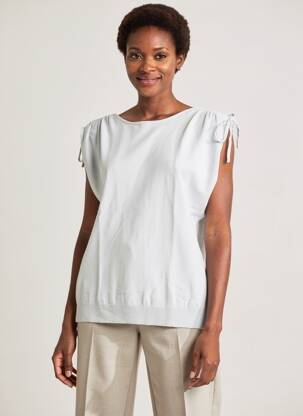 Pull stretch manches courtes gris YAYA femme