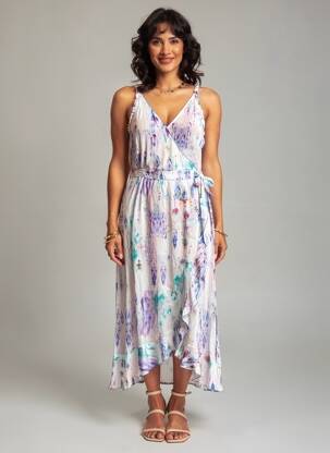 Robe longue coupe cintrée fines bretelles violet EVA KAYAN femme