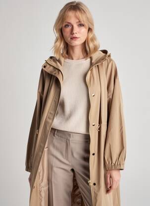 Trench tissage popeline a capuche beige GRACE & MILA femme