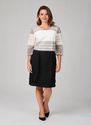 Robe mi-longue manches 3/4 manches 3/4 beige PAUSE CAFE femme