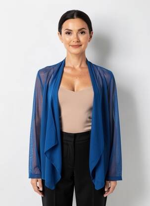 Gilet manches longues col v bleu MALOKA femme