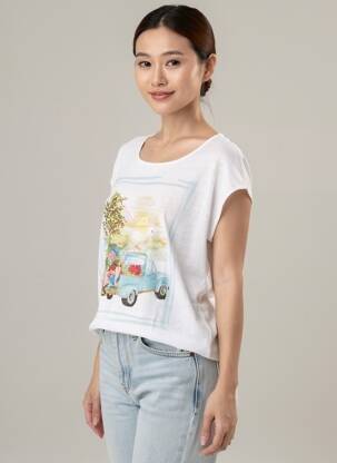 T-shirt imprimé fantaisie manches courtes blanc MALOKA femme