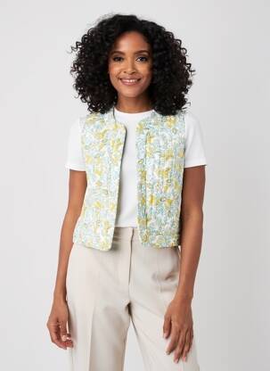 Gilet sans manche coupe droite vert C'EST BEAU LA VIE femme