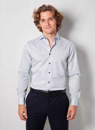 Chemise manches longues imprimé fantaisie bleu 1863 BY ETERNA homme