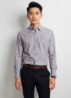 Chemise manches longues coupe cintrée gris 1863 BY ETERNA homme