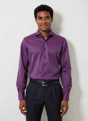 Chemise manches longues coupe cintrée violet 1863 BY ETERNA homme