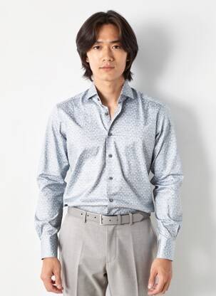 Chemise manches longues coupe cintrée bleu 1863 BY ETERNA homme