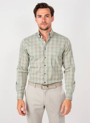 Chemise manches longues poches vert ETERNA homme