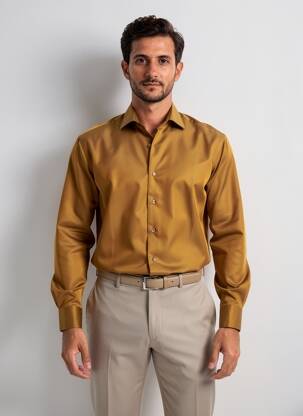 Chemise manches longues coupe droite marron ETERNA homme