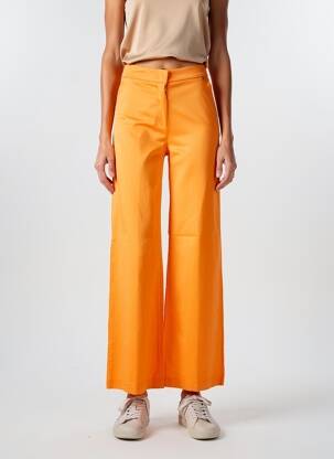 Pantalon large tissage popeline taille haute orange KOCCA femme