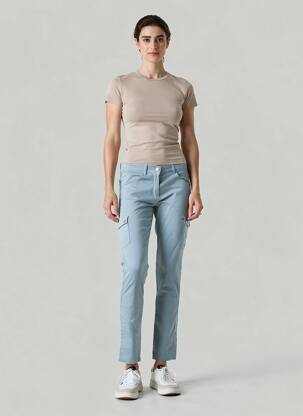 Pantalon cargo slim taille normale bleu MAE MAHE femme