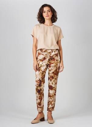 Pantalon chino tissage popeline taille normale marron KANOPE femme