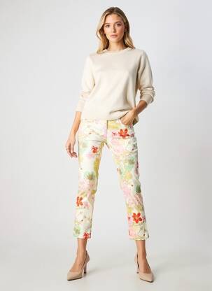 Pantalon 7/8 taille élastique taille normale jaune ZERRES femme