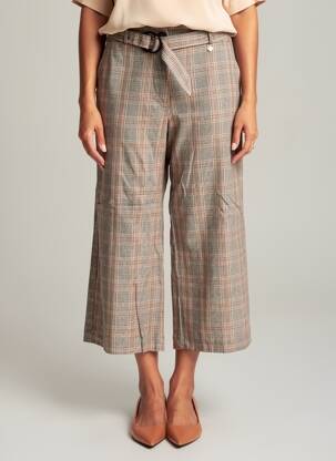 Pantalon 7/8 taille à pinces taille normale marron LE PETIT BAIGNEUR femme