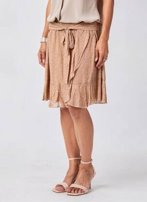 Jupe courte coupe évasée marron YAYA femme