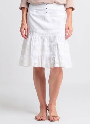 Jupe mi-longue coupe évasée blanc EVA KAYAN femme