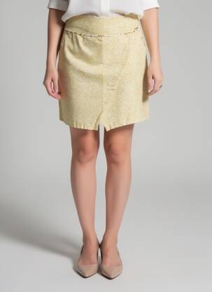 Jupe courte coupe droite vert MAE MAHE femme