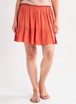 Jupe courte taille élastique orange GRACE & MILA femme