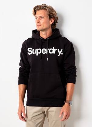Sweat-shirt à capuche tissage jersey manches longues noir SUPERDRY homme
