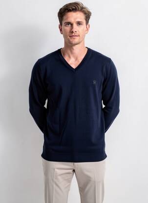 Pull col v manches longues bleu DIESEL homme