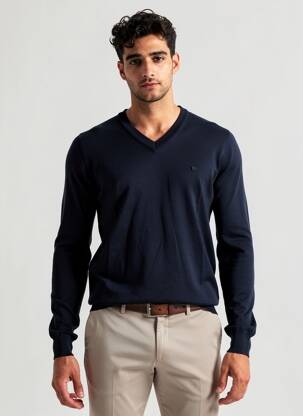 Pull col v manches longues bleu DIESEL homme