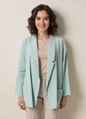Veste casual coupe droite bleu LA FEE MARABOUTEE femme