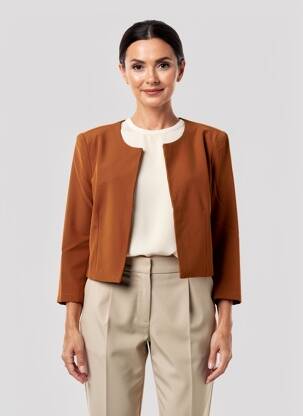 Veste casual col rond marron LA FEE MARABOUTEE femme