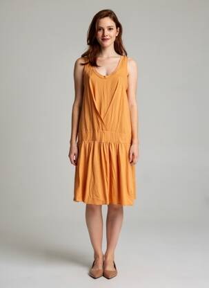 Robe mi-longue sans manche sans manche orange LACOSTE femme