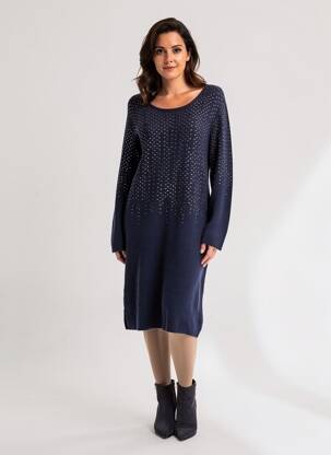 Robe pull stretch manches longues bleu ANANKE femme