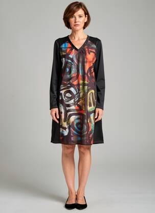 Robe courte manches longues manches longues noir KALISSON femme