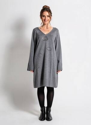 Robe pull col v manches longues gris ANANKE femme