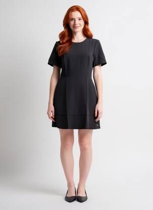 Robe courte fermeture zippée au dos manches courtes noir TOMMY HILFIGER femme