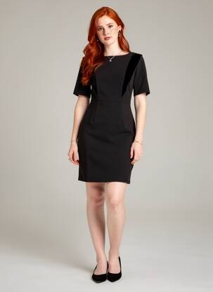 Robe courte fermeture zippée au dos manches courtes noir TRUSSARDI JEANS femme