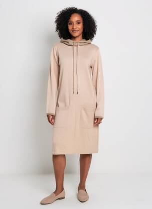 Robe pull col boule manches longues marron FUEGO WOMAN femme