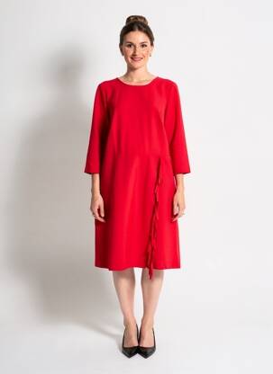 Robe courte manches 3/4 manches 3/4 rouge FUEGO WOMAN femme