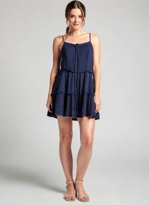 Robe courte coupe fluide fines bretelles bleu SUPERDRY femme