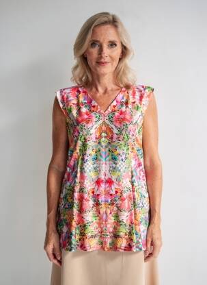 Tunique manches courtes légère et transparente rose KALISSON femme