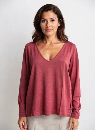 Pull tissage chiné manches longues rouge ZAPA femme